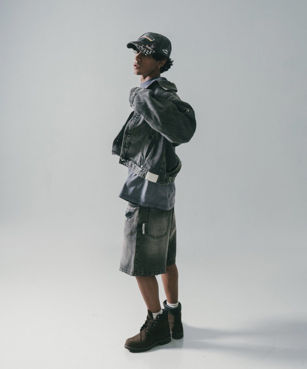 五分丹寧短褲 Destory Wash Denim Shorts