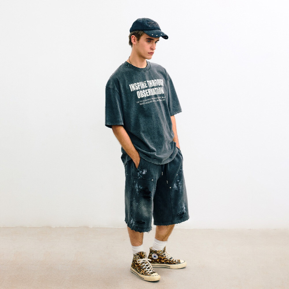滴墨做舊棉質短褲 Drip Distressed Cotto Shorts