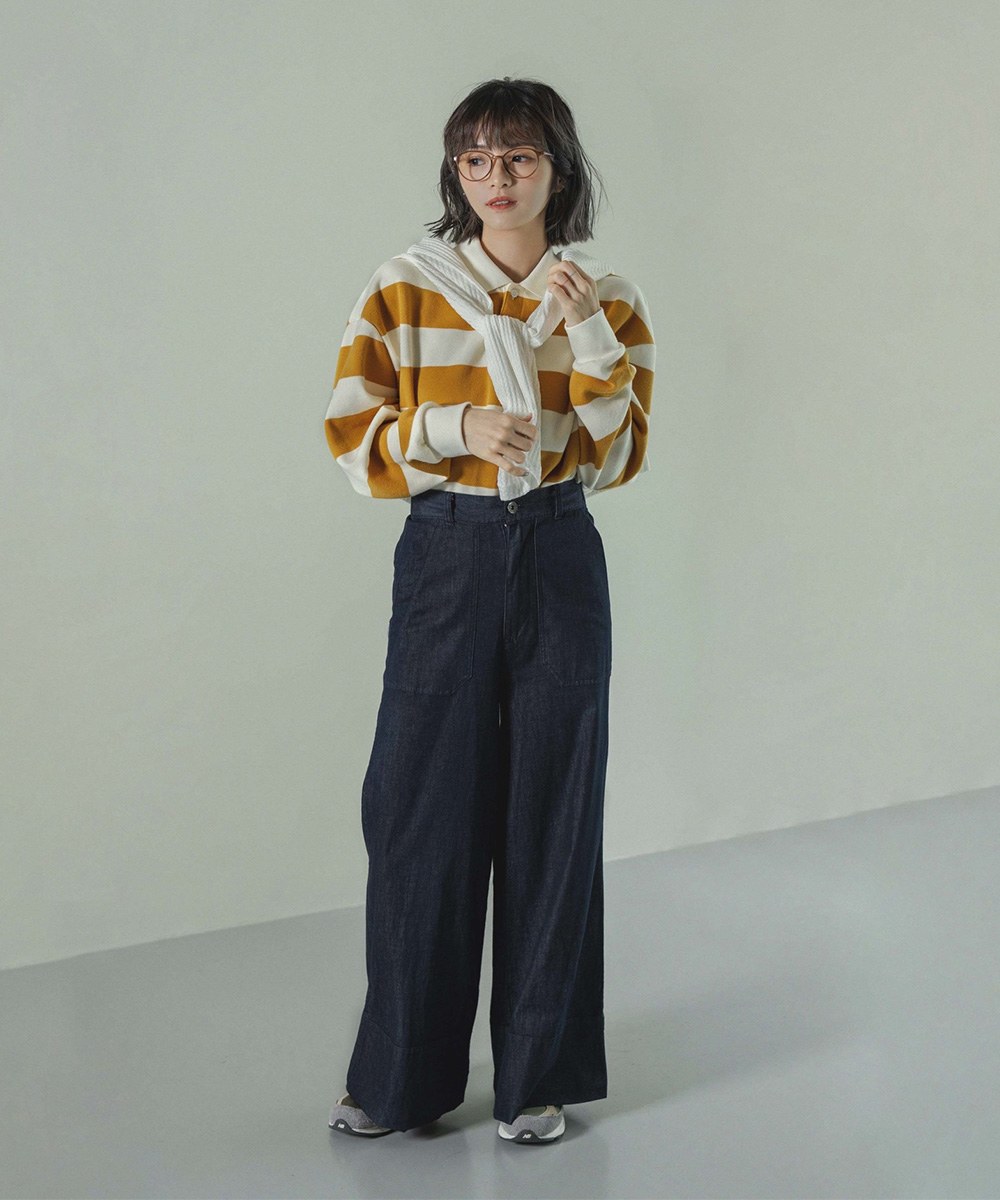 條紋Polo衫 Long Sleeve Polo Tee