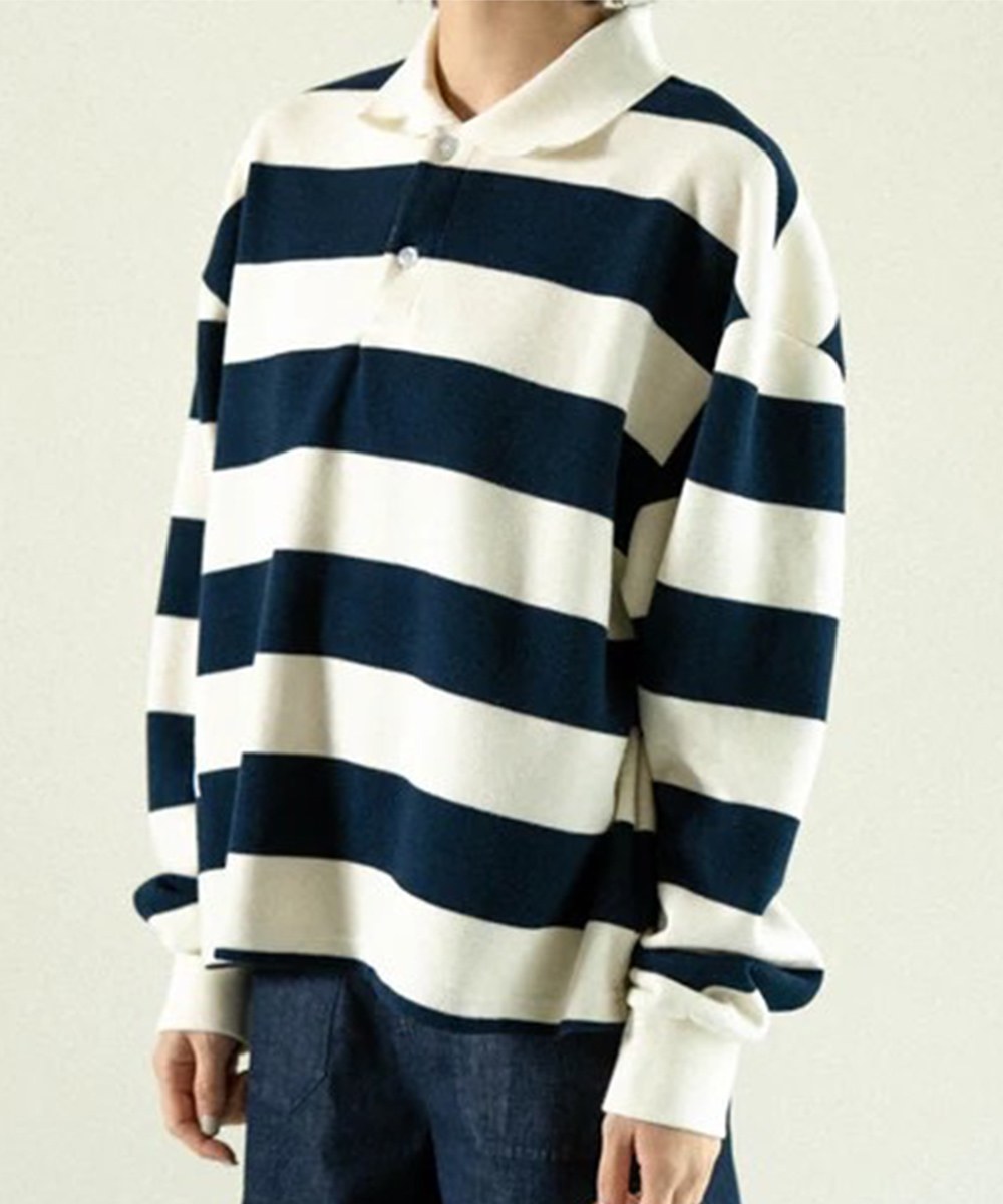 條紋Polo衫 Long Sleeve Polo Tee