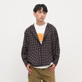 PLN33105-262 PLAIN連帽開襟格紋襯衫