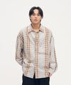 PLN3372-252 clip by clip 格條紋拼接口袋襯衫