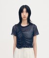SAA0035-252 細褶透膚短袖上衣