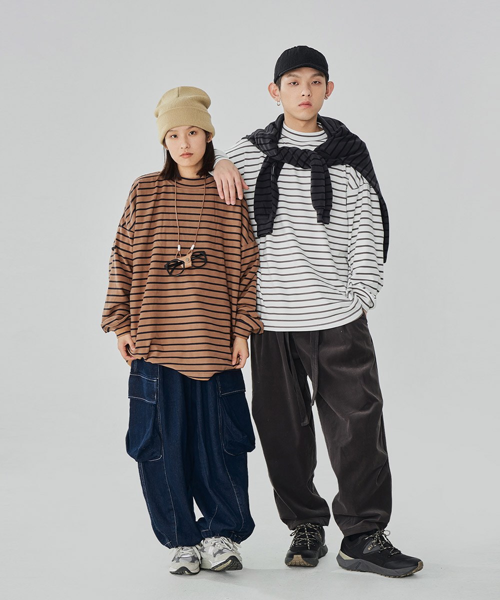 條紋長TEE TopBasics Striped Stretchable T-Shirt