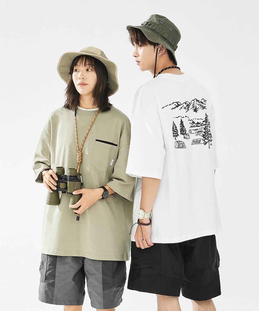 背後印花上衣 Contrast Pocket T-Shirt