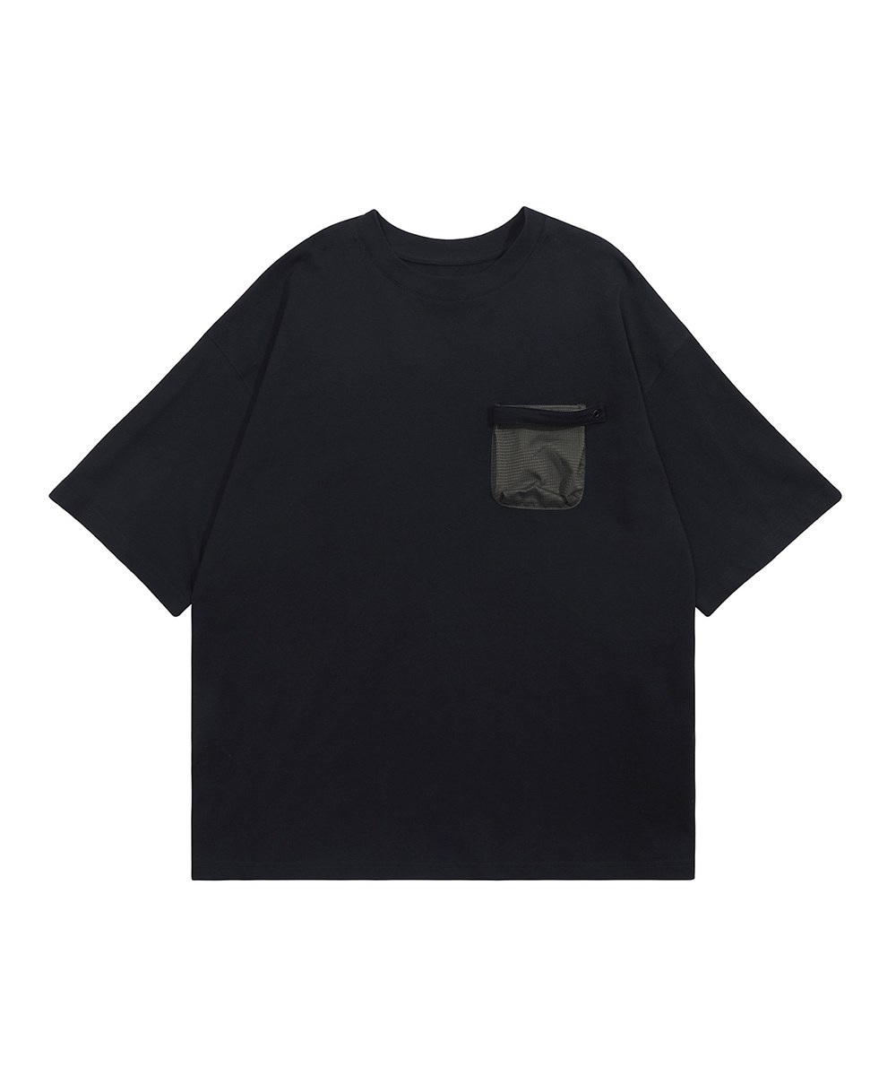 口袋網格布上衣 Checkered Strap Pocket T-Shirt