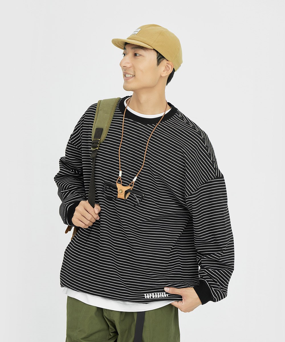 寬鬆條紋上衣 Oversized Waffle Striped T-Shirt