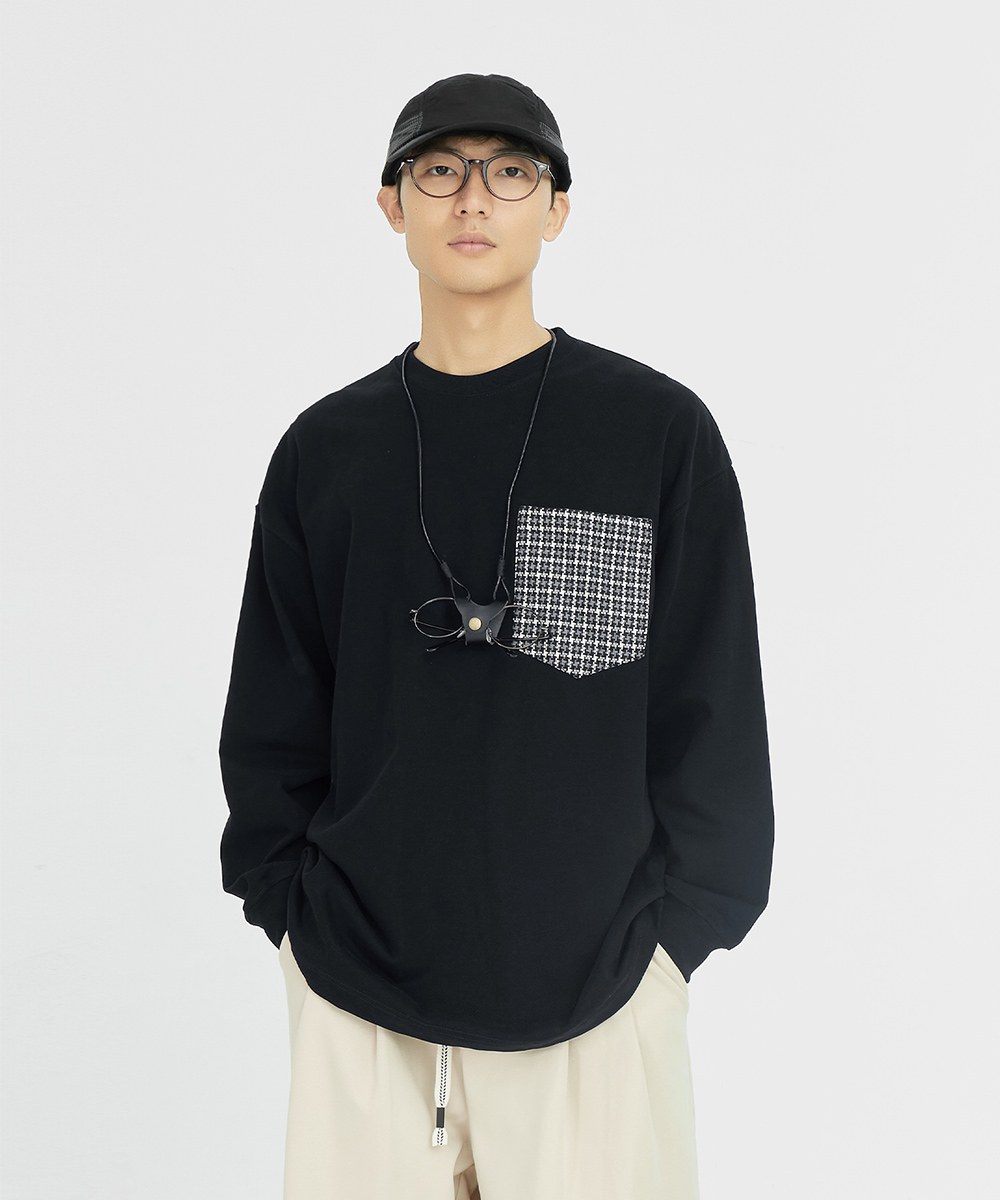 格紋口袋上衣 Oversized Checked Pocket T-shirt