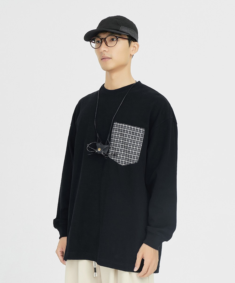 格紋口袋上衣 Oversized Checked Pocket T-shirt