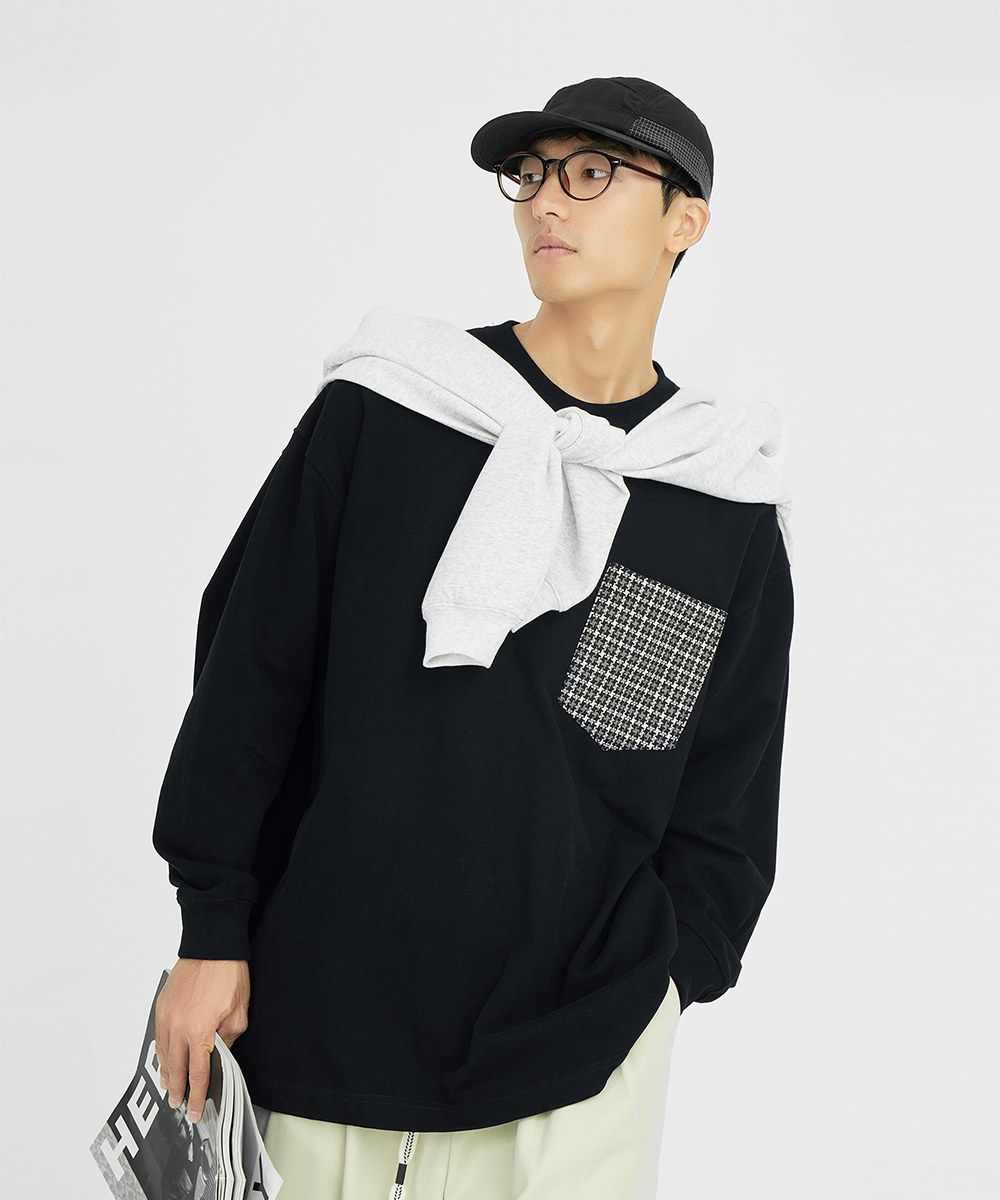 格紋口袋上衣 Oversized Checked Pocket T-shirt