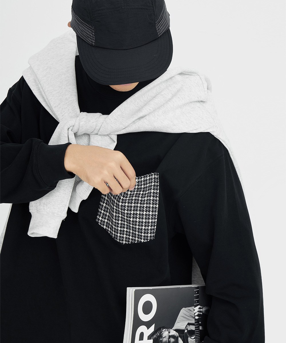 格紋口袋上衣 Oversized Checked Pocket T-shirt