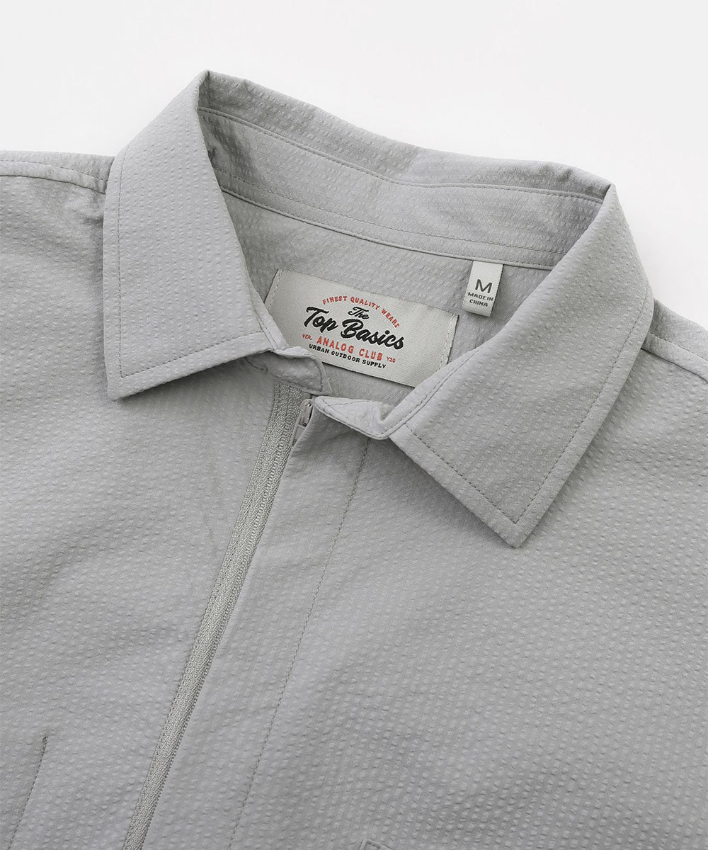泡泡紗拉鍊襯衫 Zip-Up Seersucker Pocket Shirt