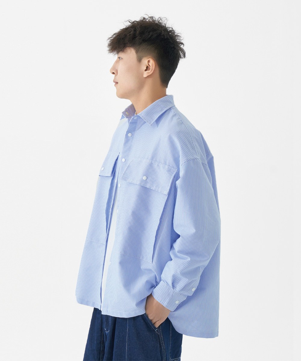 三口袋條紋襯衫 Three Pockets Striped Shirt