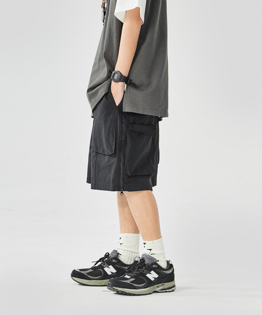 側拉鍊工作短褲 Side Zip-Up Cargo Shorts