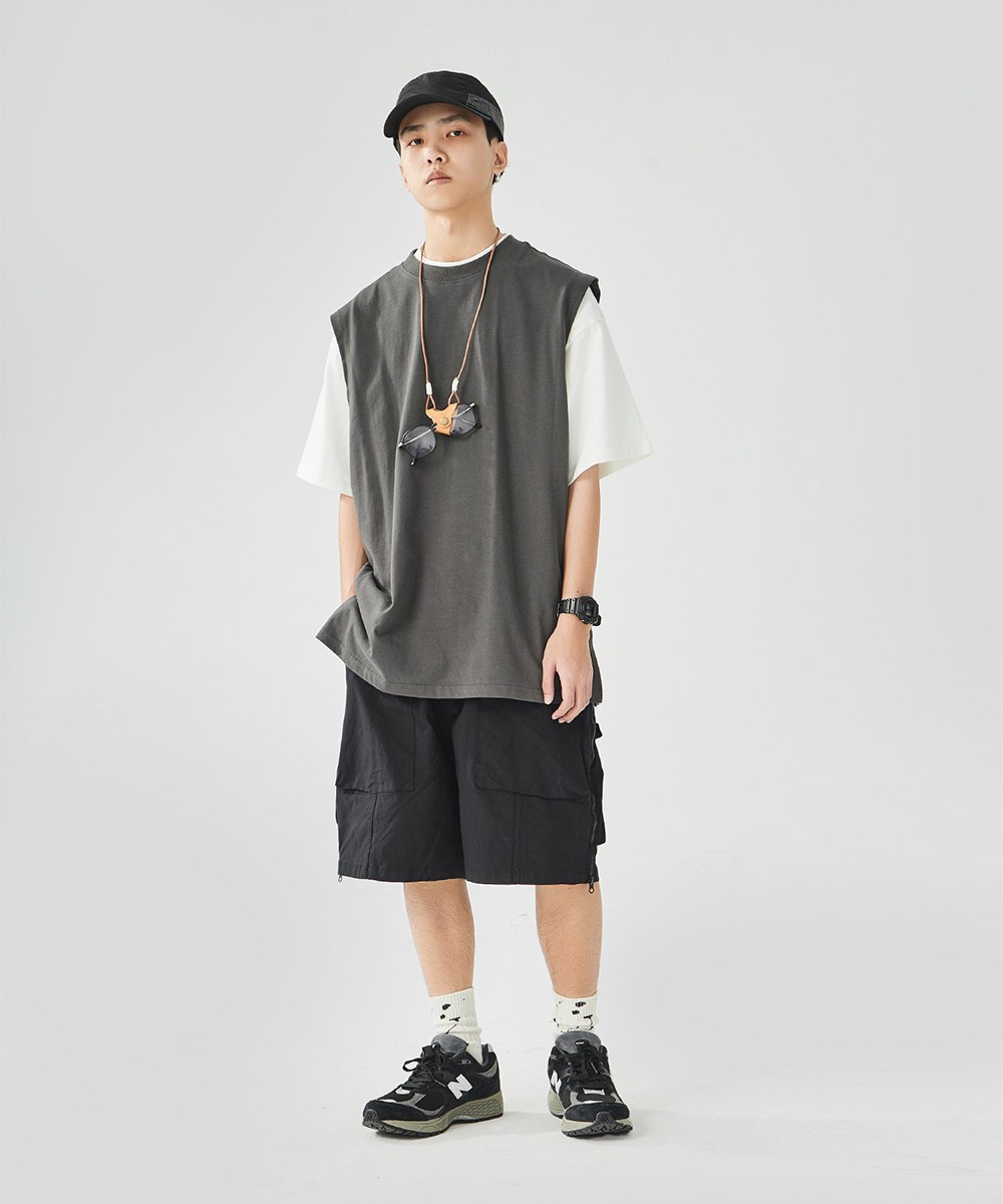 側拉鍊工作短褲 Side Zip-Up Cargo Shorts