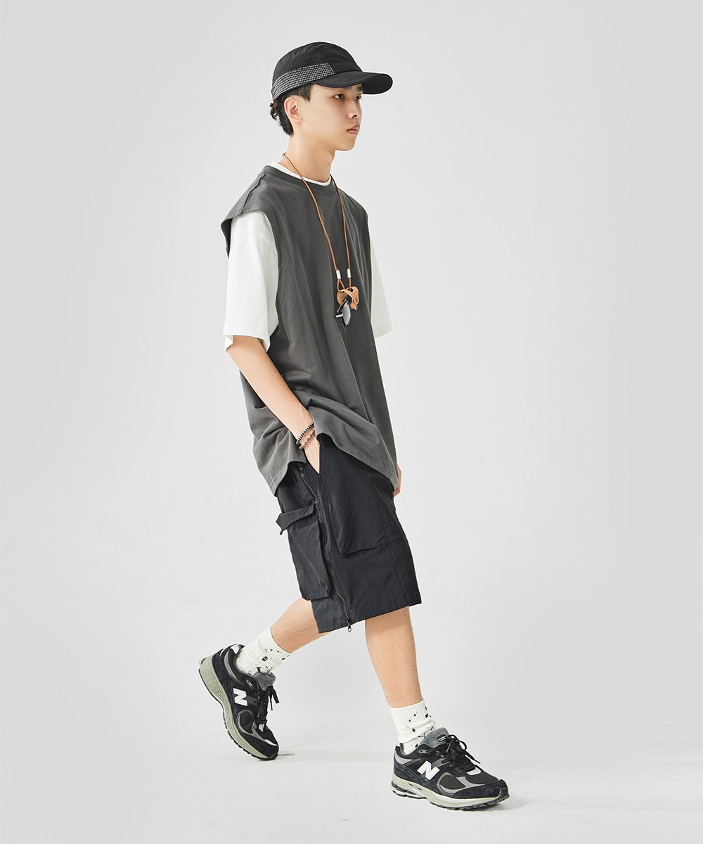 側拉鍊工作短褲 Side Zip-Up Cargo Shorts