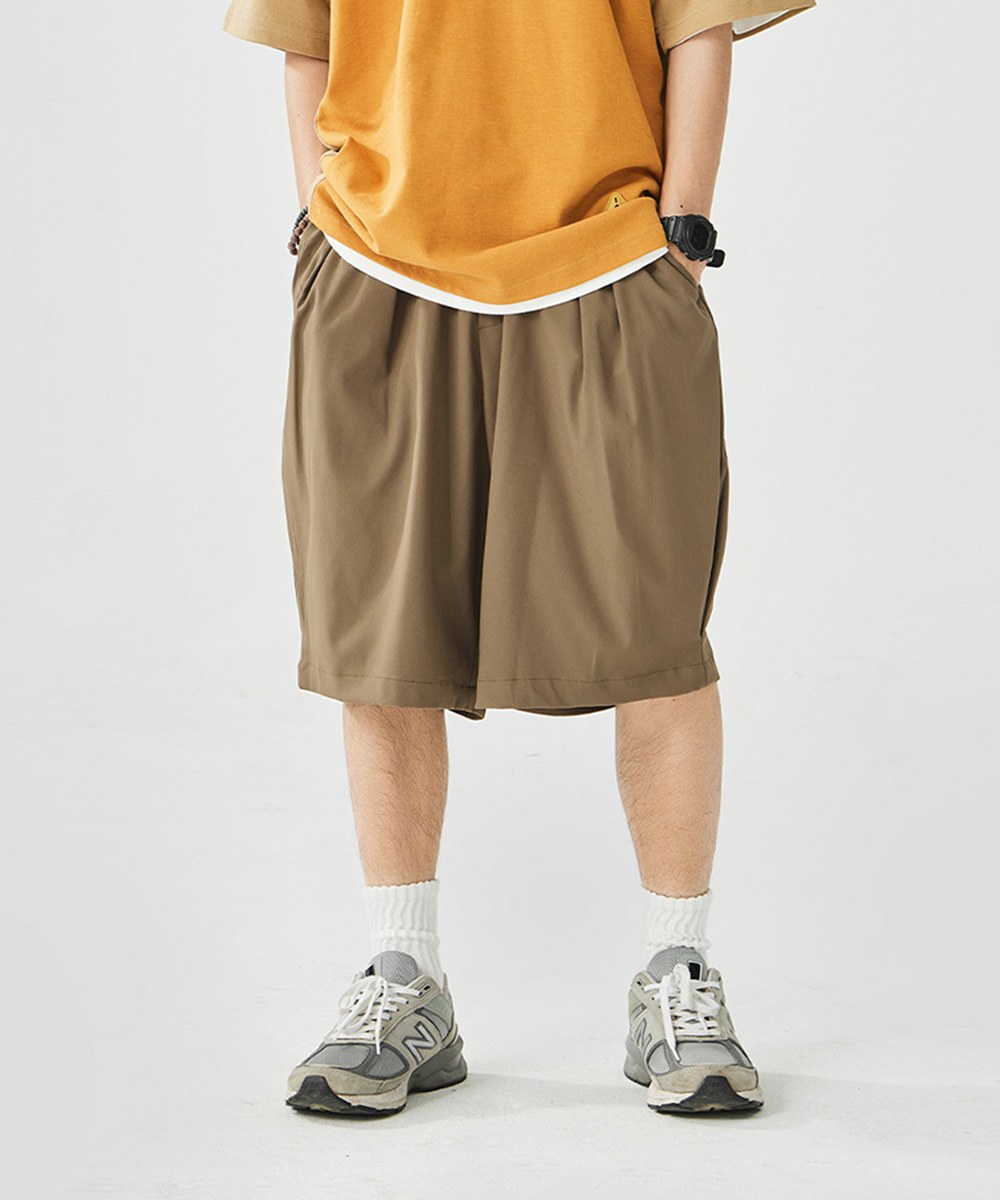 側邊打褶短褲 Slant Pleats Casual Shorts