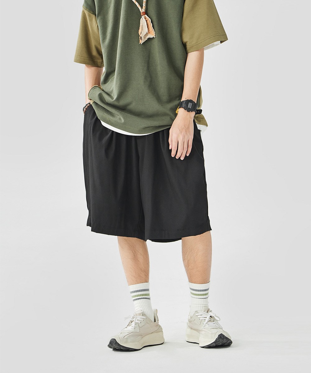 側邊打褶短褲 Slant Pleats Casual Shorts