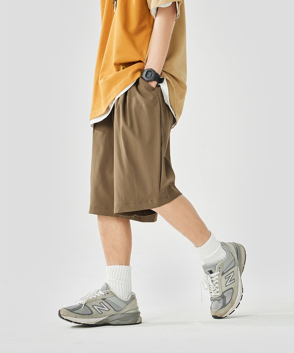 側邊打褶短褲 Slant Pleats Casual Shorts
