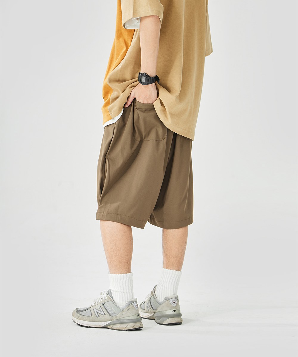 側邊打褶短褲 Slant Pleats Casual Shorts