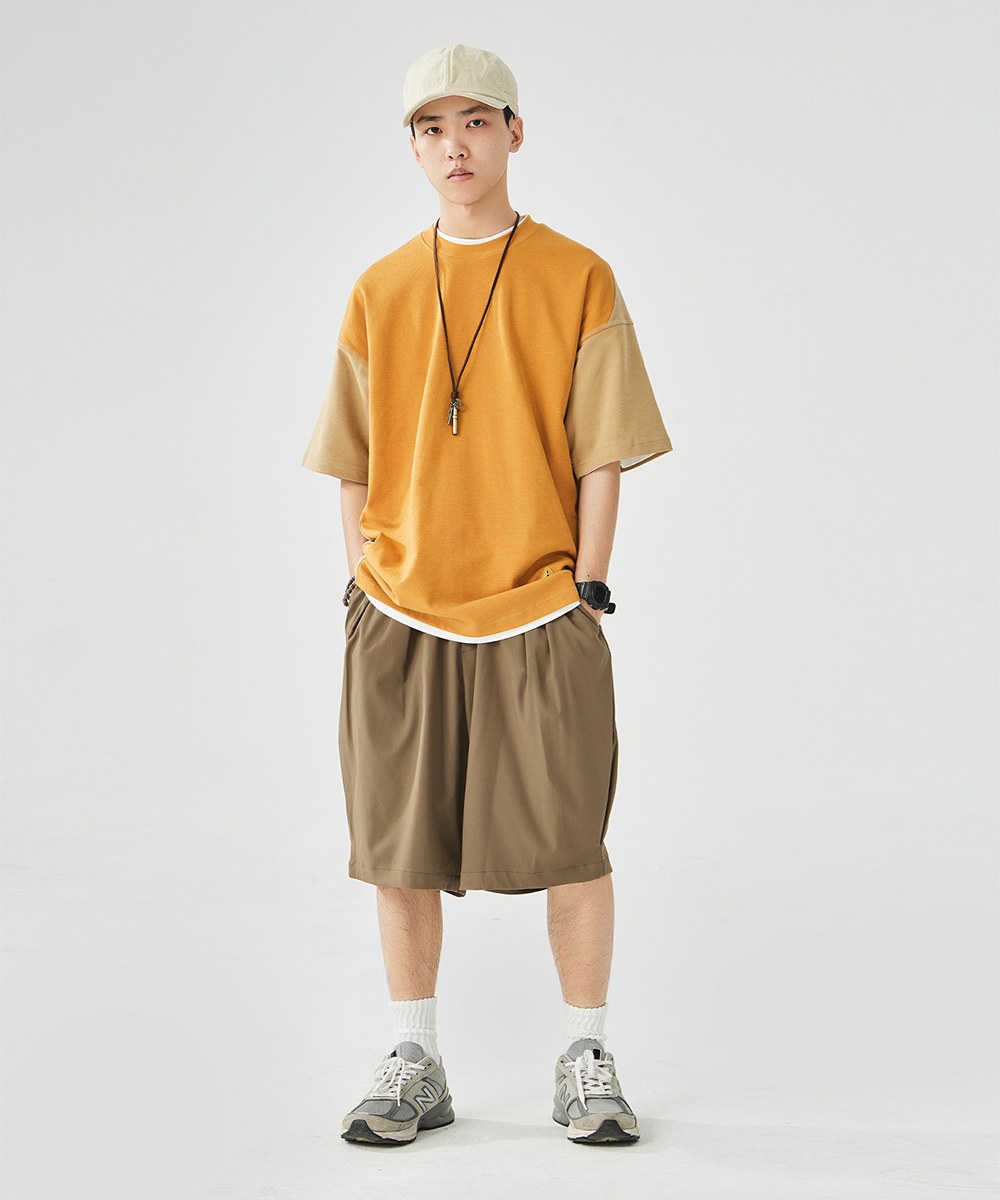 側邊打褶短褲 Slant Pleats Casual Shorts