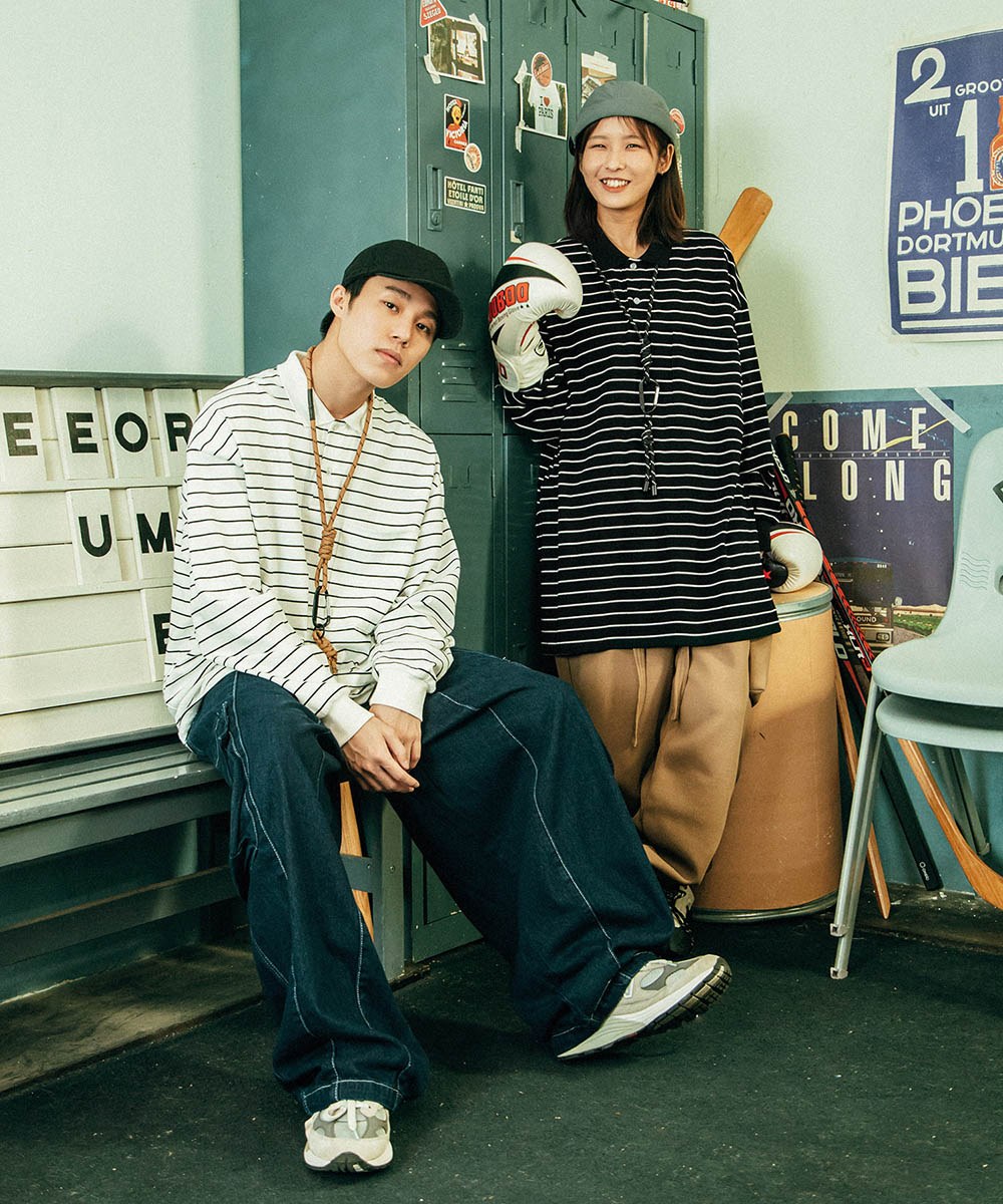 條紋長袖POLO衫 TopBasics Pinstriped Longsleeve Polo Shirt