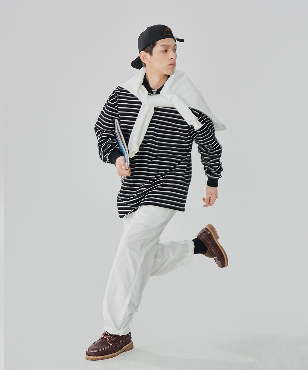 條紋長袖POLO衫 TopBasics Pinstriped Longsleeve Polo Shirt
