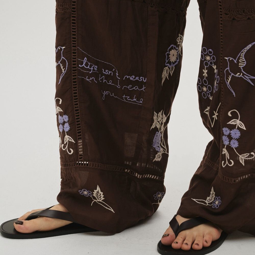Embroidery Patchwork Trousers