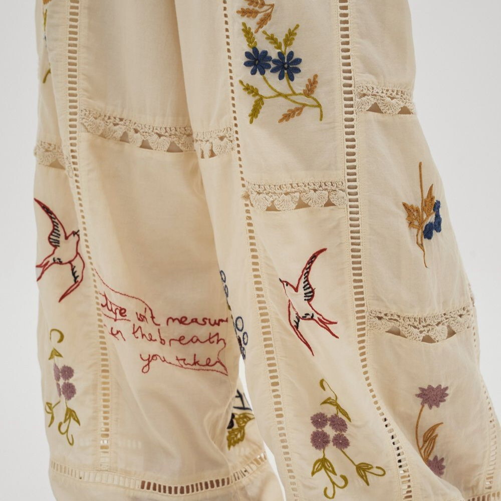 Embroidery Patchwork Trousers
