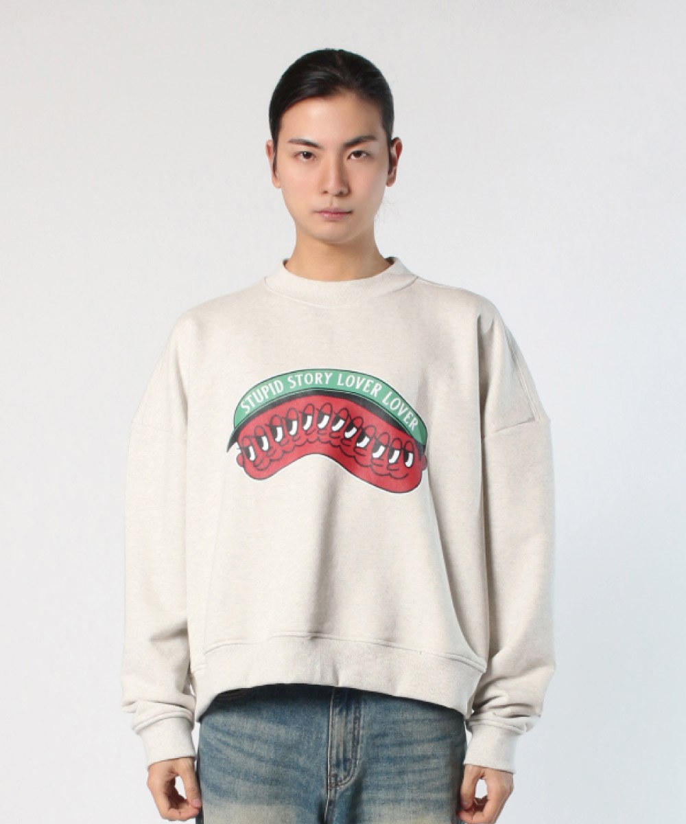 齒形圖騰大學T Story Lover Cropped Sweatshirts