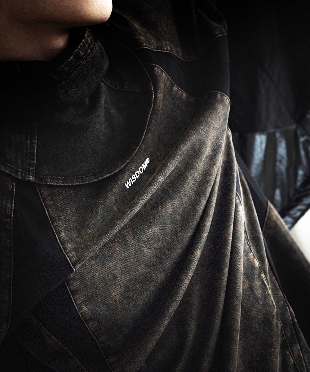 水洗拼布設計長袖上衣 TENCEL BLOCKING LS TEE