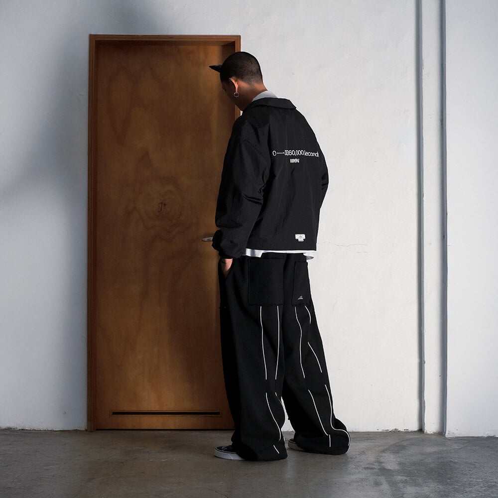 雙膝結構寬版棉褲 3 28 BLACK DOUBLE KNEE SWEAT PANTS