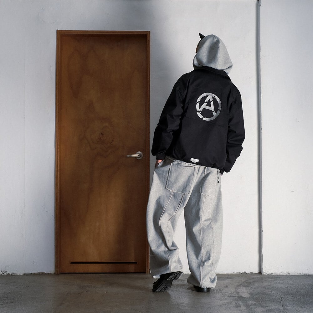 雙膝結構寬版棉褲 3 28 BLACK DOUBLE KNEE SWEAT PANTS