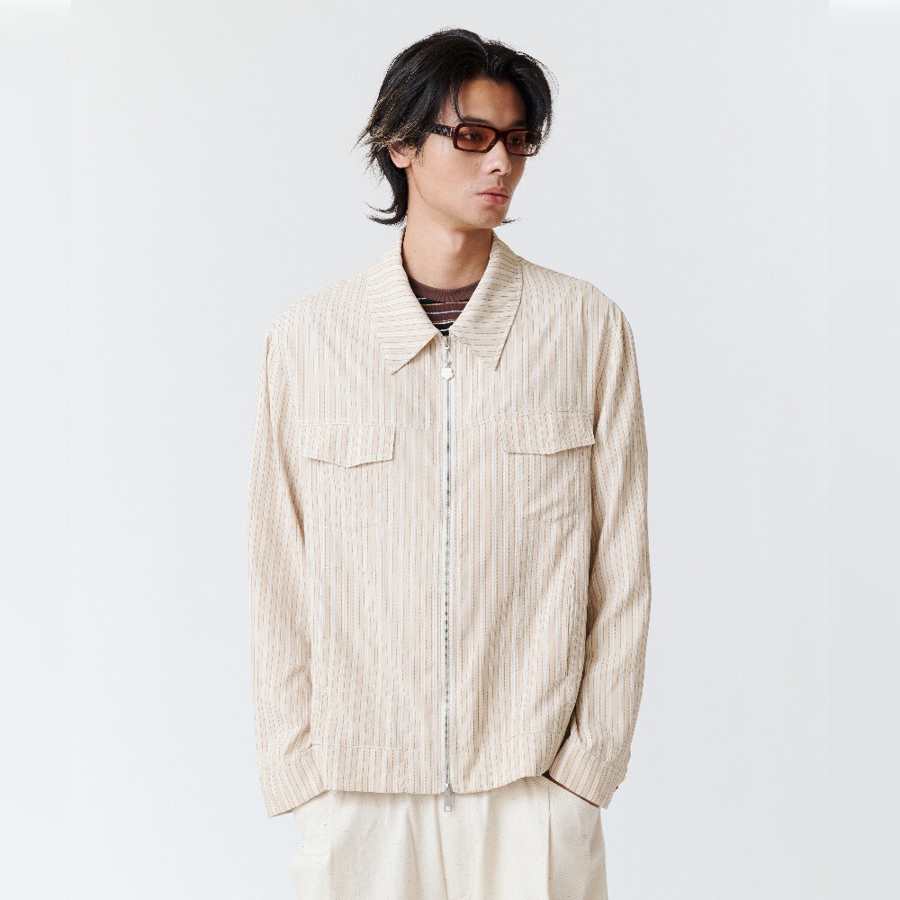 條紋拉鍊外套 ZIP SHIRT JACKET