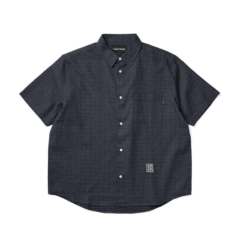 格紋襯衫 Y E S Font Plaid Half Shirt