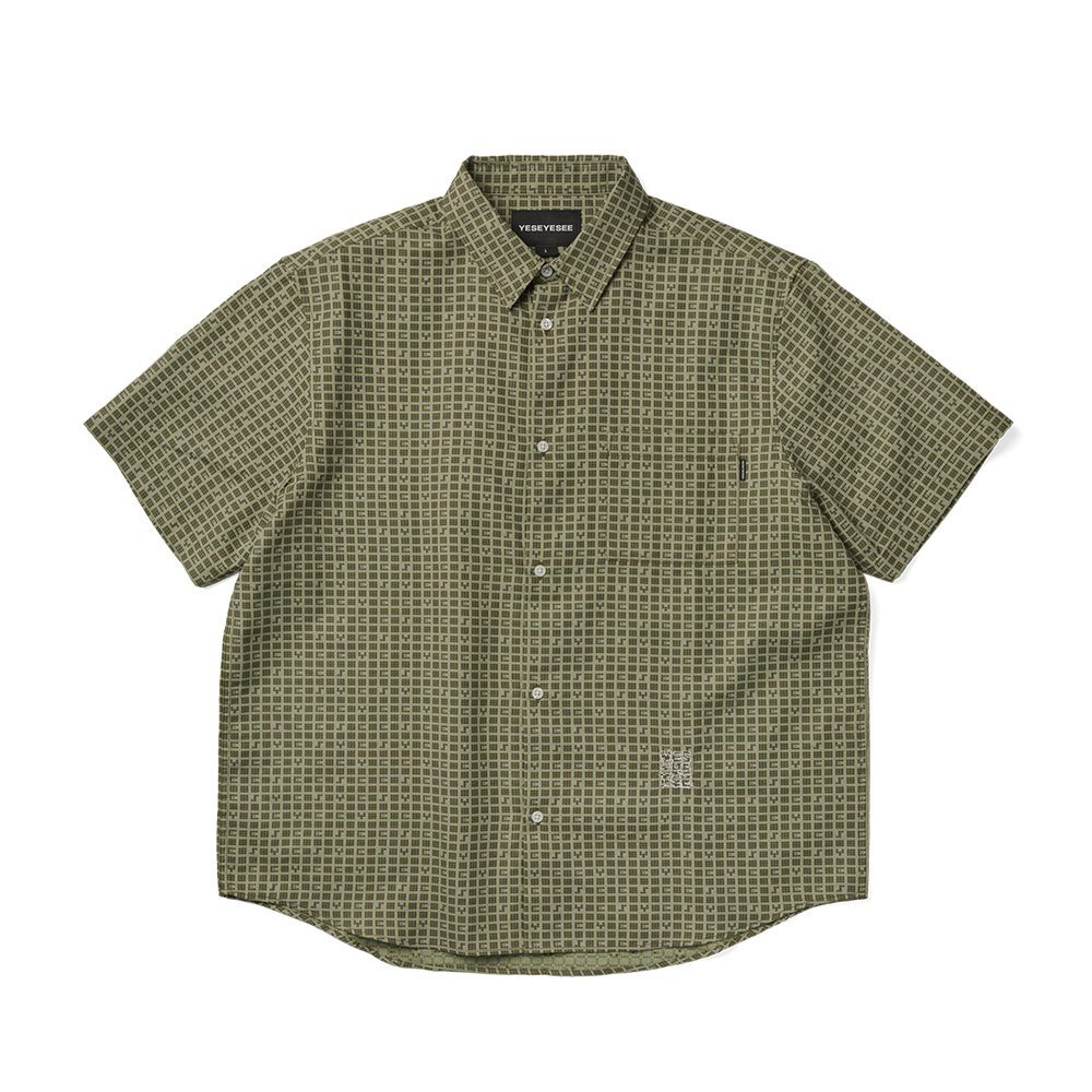 格紋襯衫 Y E S Font Plaid Half Shirt