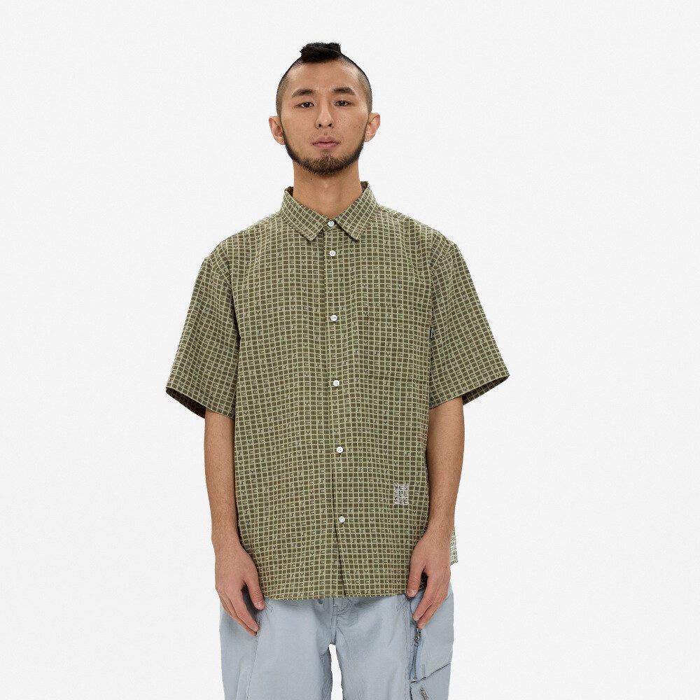 格紋襯衫 Y E S Font Plaid Half Shirt