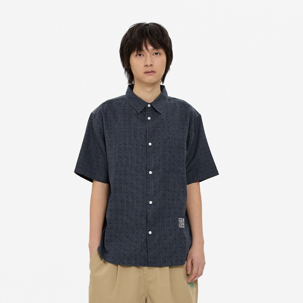 格紋襯衫 Y E S Font Plaid Half Shirt