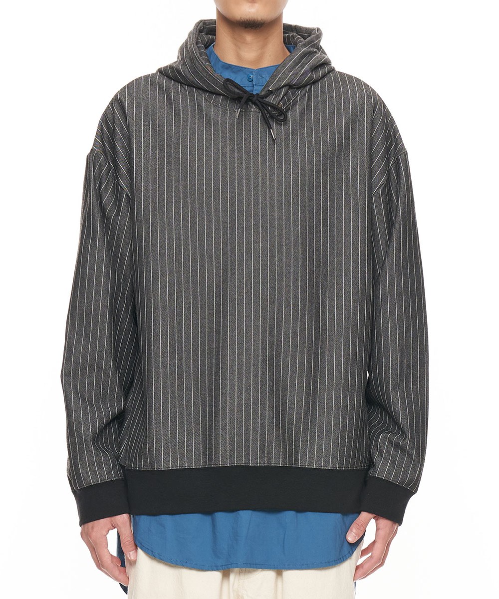 條紋內刷毛帽TEE