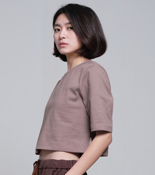 女款重磅五分袖短版TEE