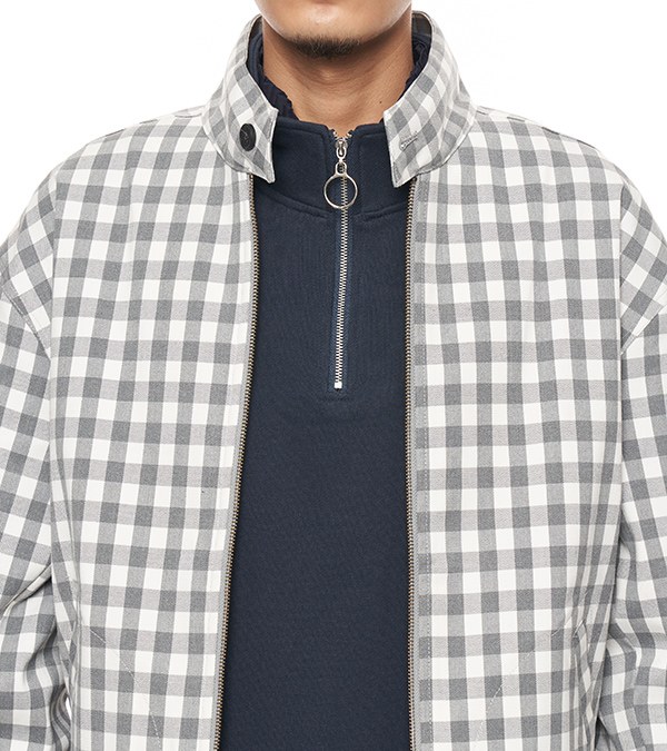 格紋哈靈頓外套