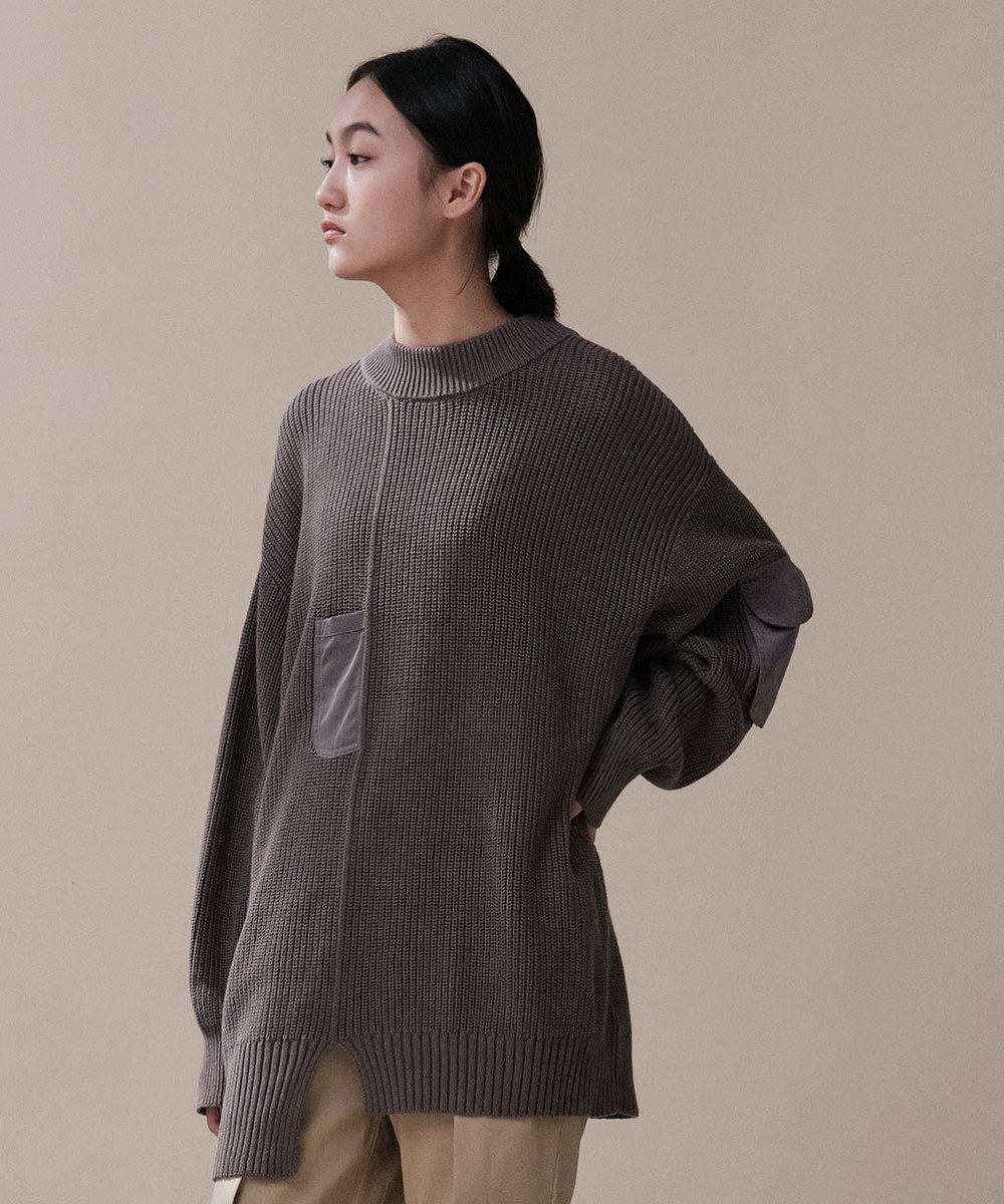 mouggan X plain-me異材質口袋細節毛衣