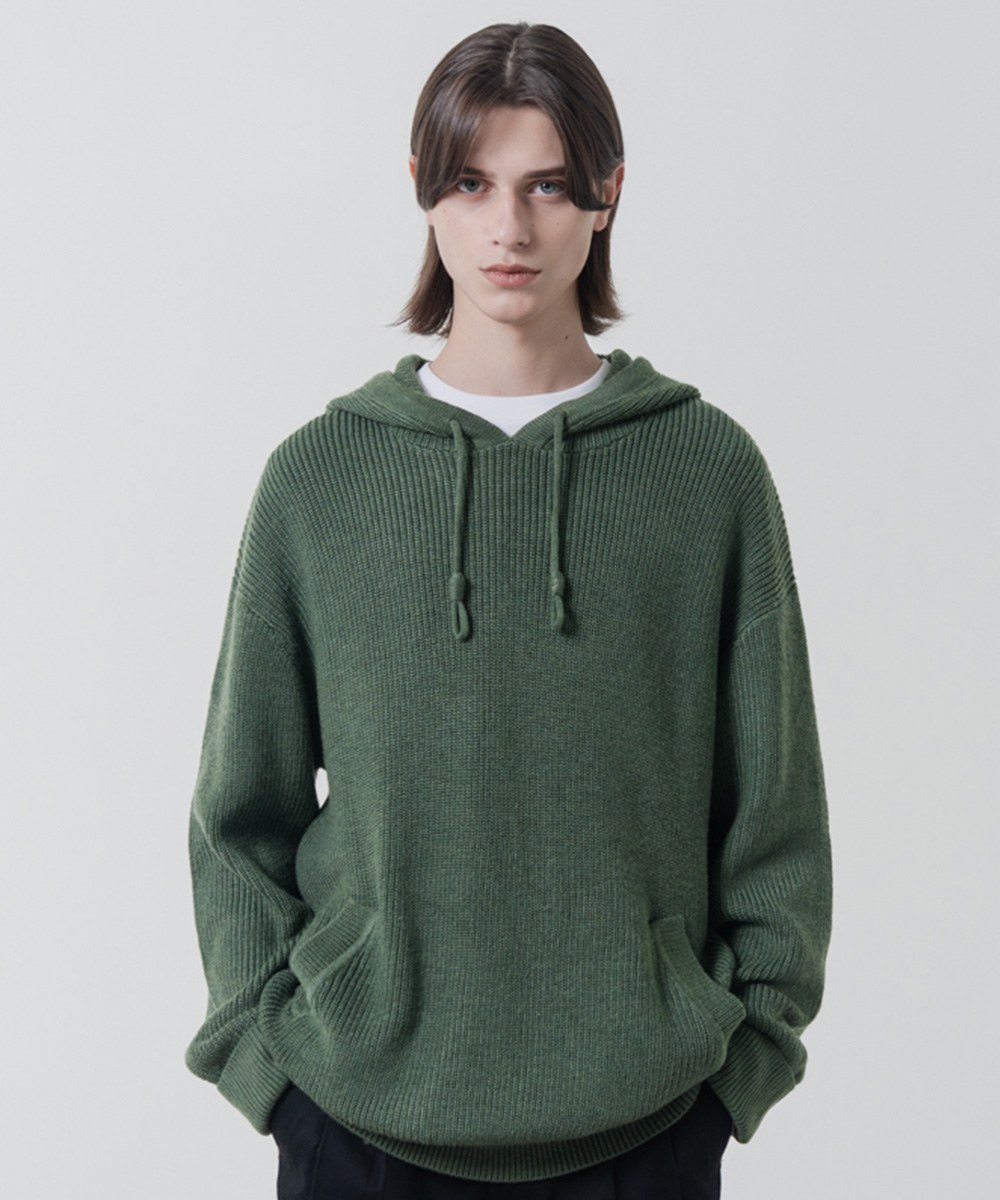 毛混紡針織帽TEE HEAVY WEIGHT WOOL KNIT HOODIE