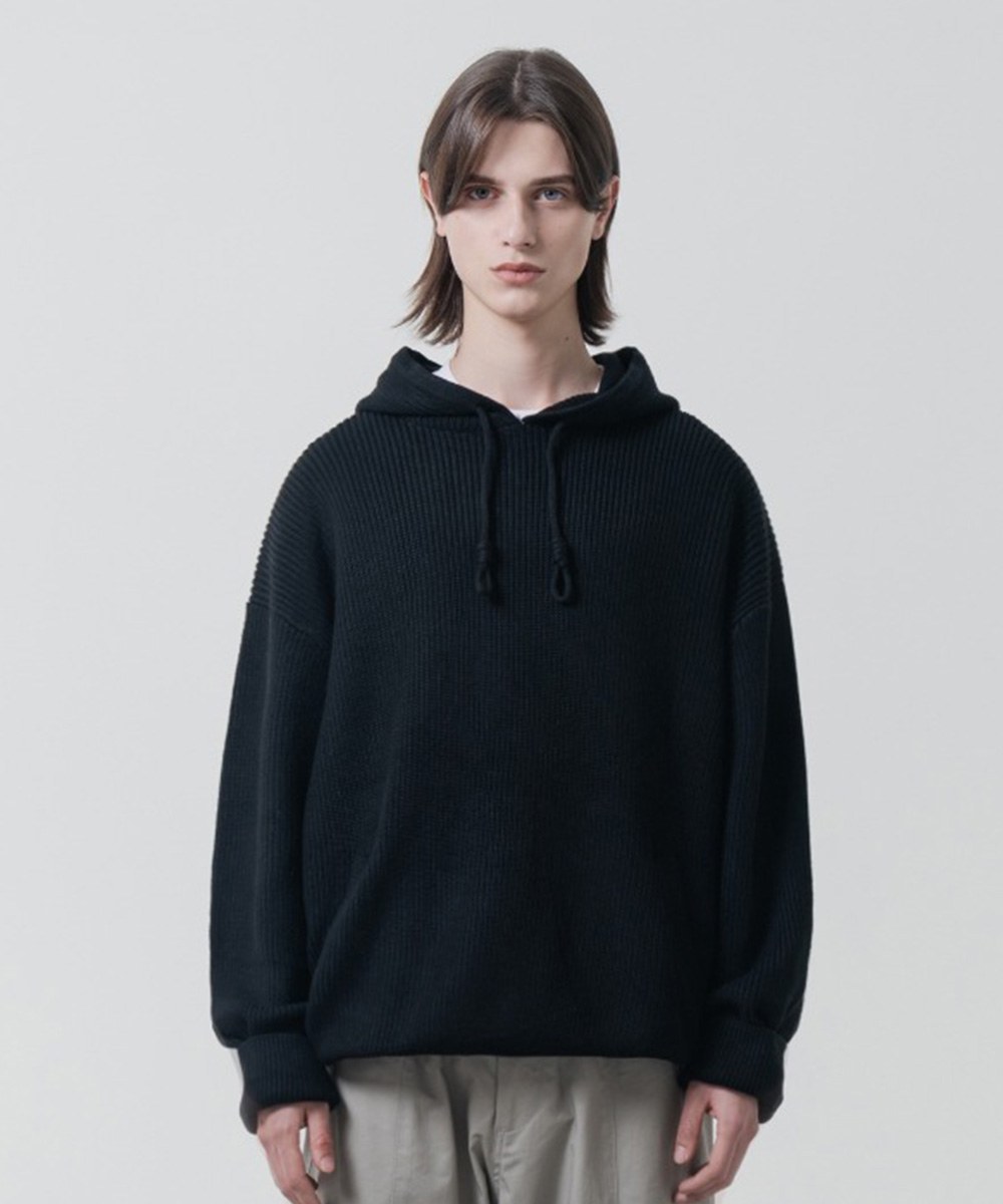 毛混紡針織帽TEE HEAVY WEIGHT WOOL KNIT HOODIE