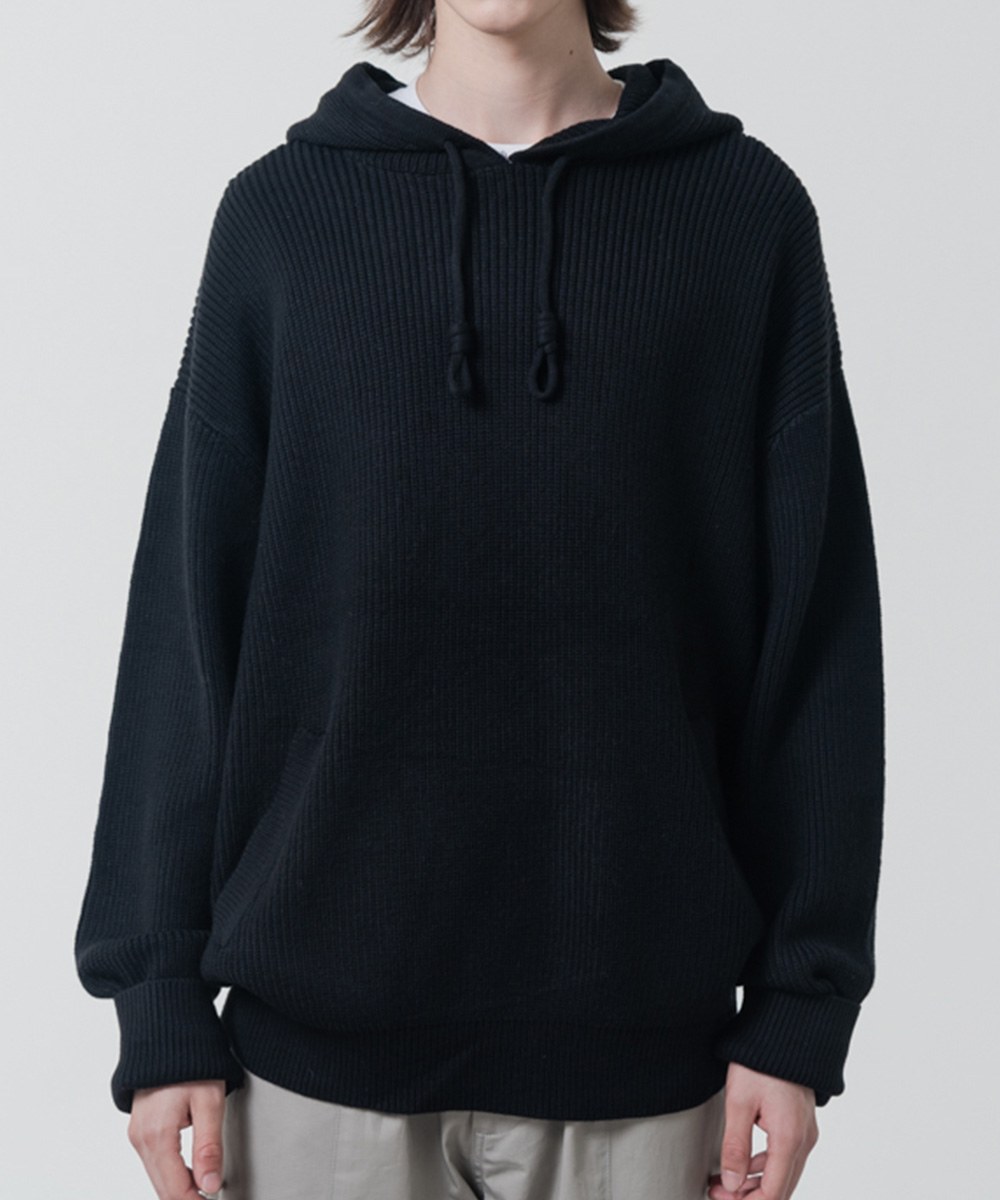 毛混紡針織帽TEE HEAVY WEIGHT WOOL KNIT HOODIE