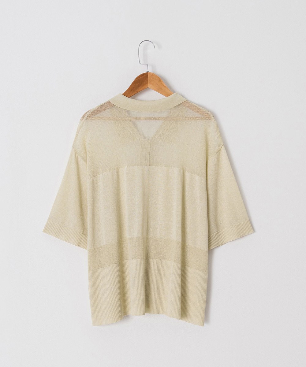 簍空針織五分袖襯衫