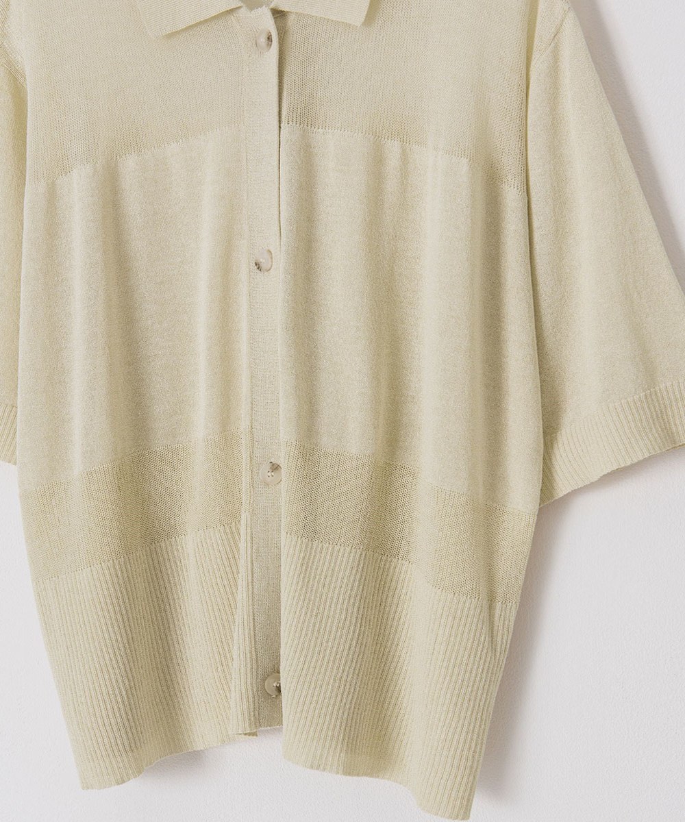 簍空針織五分袖襯衫