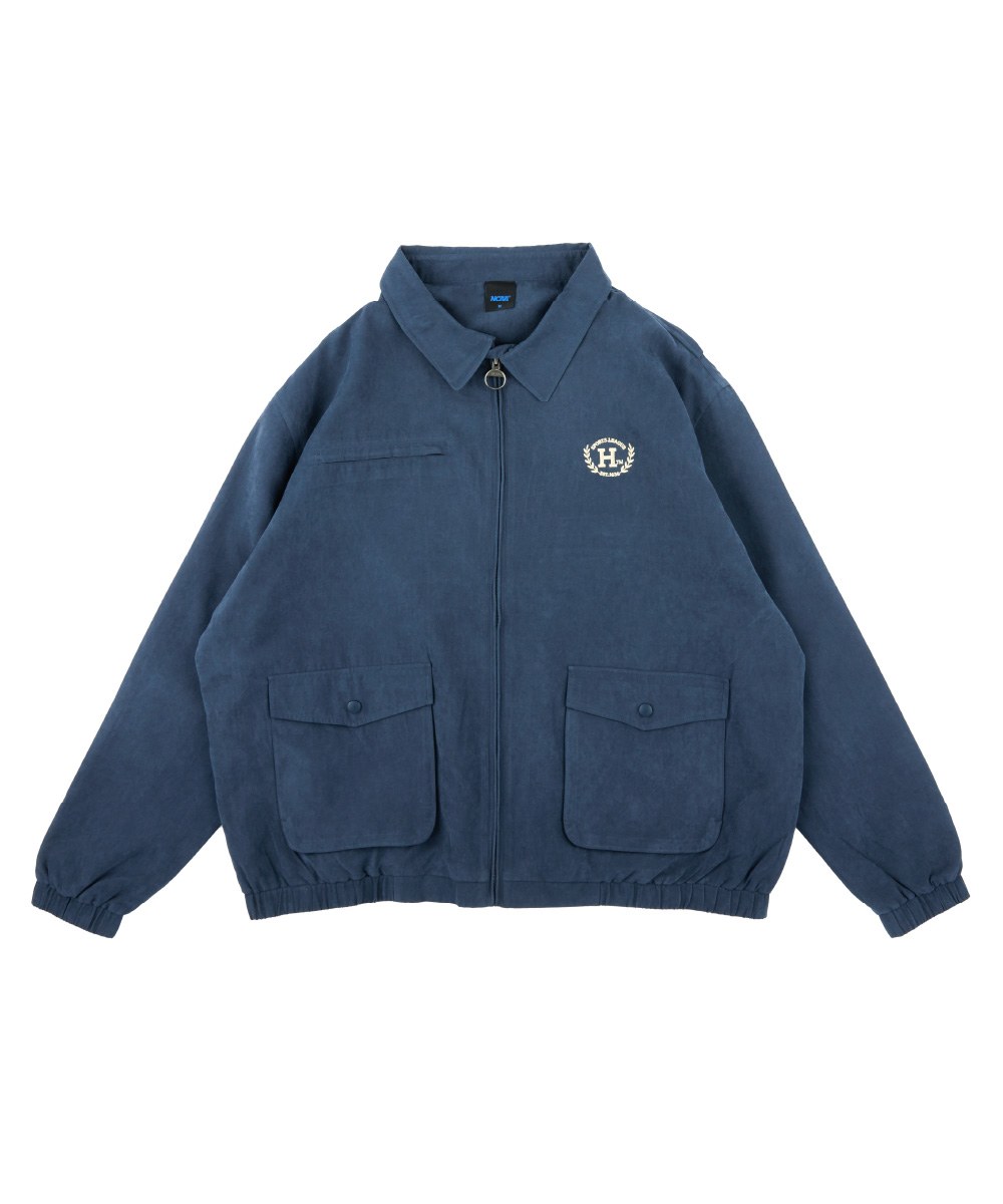 微落肩麂皮哈靈頓外套