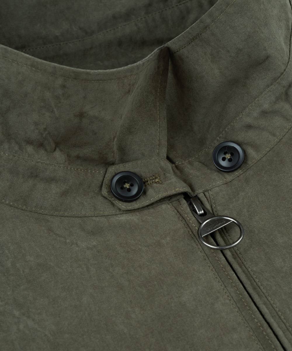 微落肩麂皮哈靈頓外套