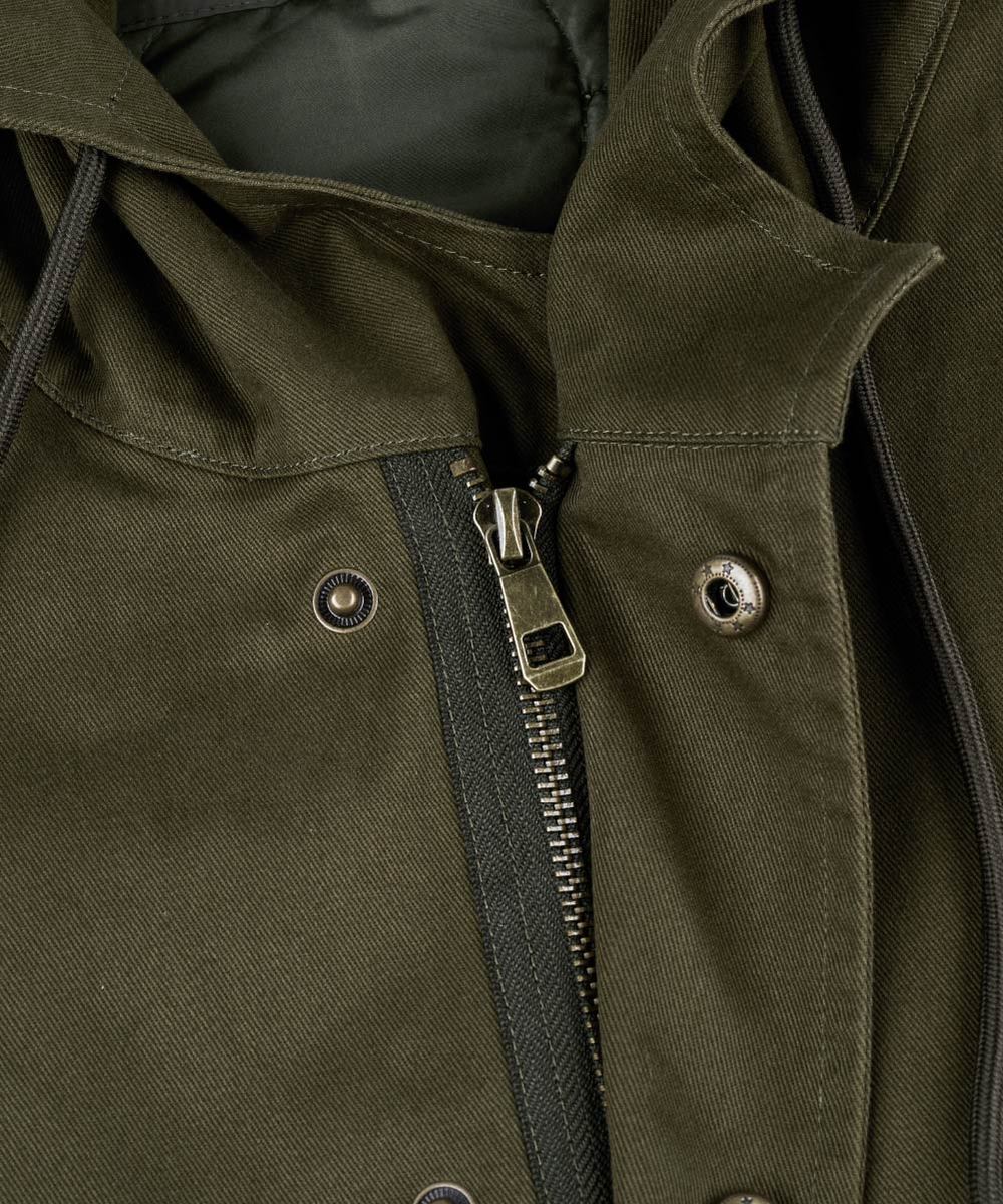 落肩兩穿式連帽大衣